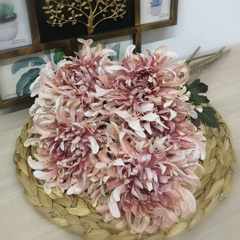 Искусственные цветы в Иваново | Цветок искусственный «Хризантема», персиково-розовая, одиночный