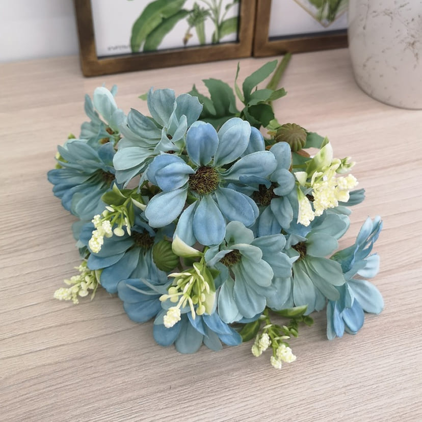 Искусственные цветы в Иваново | Цветы искусственные «Ромашки с бутонами», голубые, букет