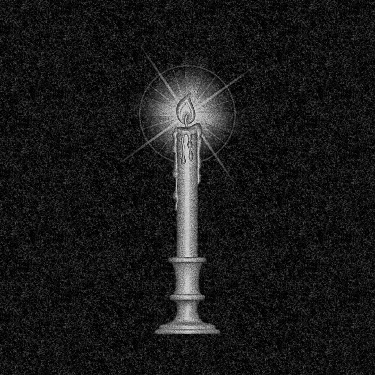 Свечи | Рисунок горящая свеча в простом подсвечнике, СВ-006