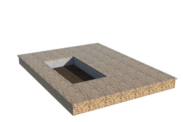 Площадки на могилу в Иваново | Площадка с вертикальной (15 см) облицовкой Южно-султаевским гранитом (под цветник)