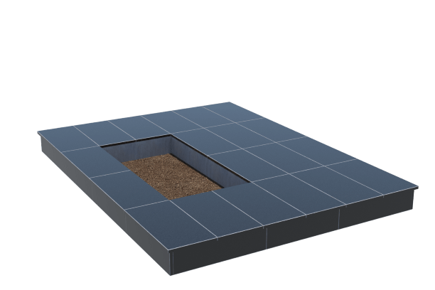 Площадки на могилу в Иваново | Площадка с вертикальной (15 см) облицовкой гранитом Габбро (под цветник)