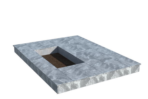 Площадки на могилу в Иваново | Площадка с вертикальной (15 см) мраморной облицовкой (под цветник)