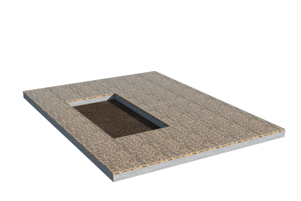 Площадки на могилу в Иваново | Площадка с облицовкой Южно-Султаевским гранитом (под цветник)