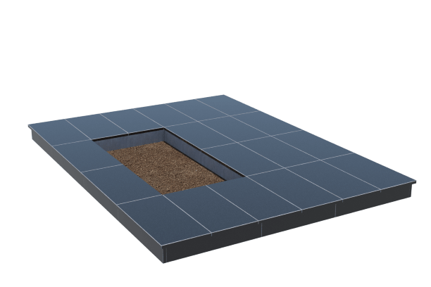 Площадки на могилу в Иваново | Площадка с вертикальной (10 см) облицовкой гранитом Габбро (под цветник)